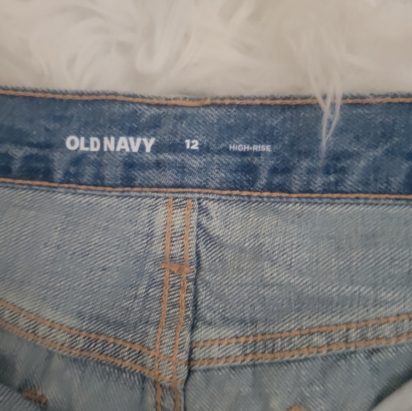 Old Navy-girls-distressed crochet detail denim jean shorts high rise button fly - Picture 3 of 7